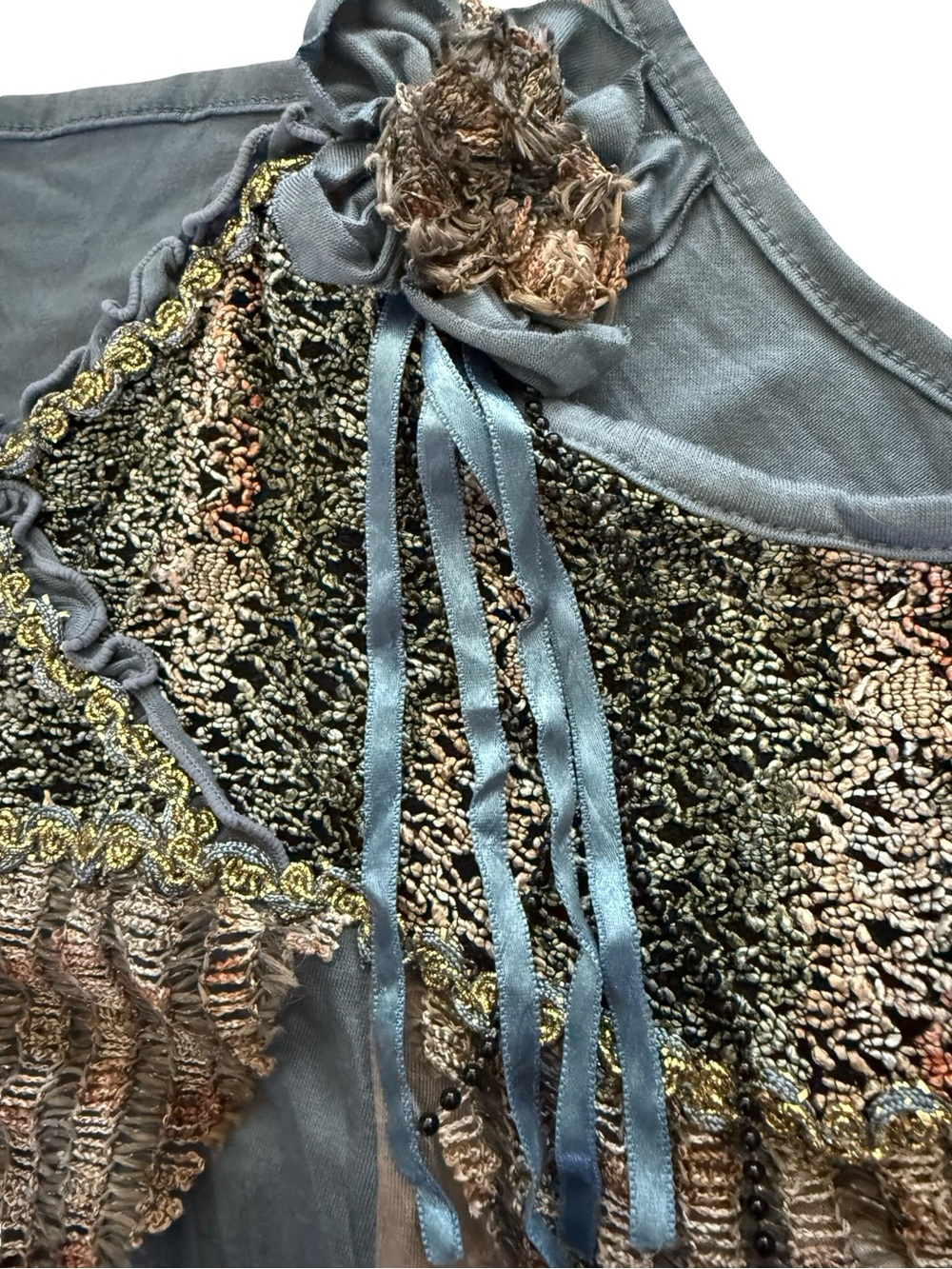 Boho Patchwork Handkerchief Hem Tunic Cami Medium Fairycore Lagenlook Y2K - Picture 2 of 4